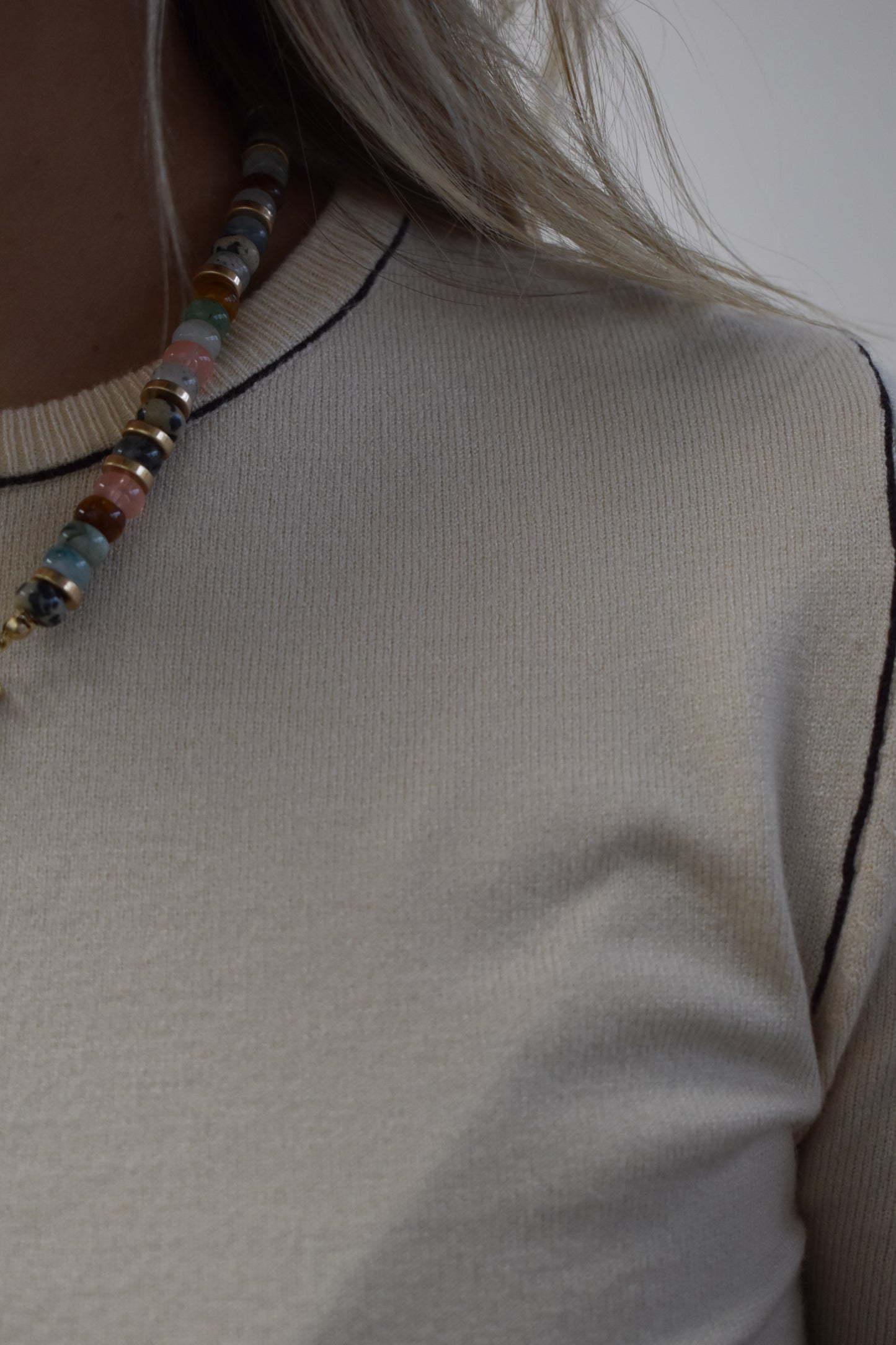 Taupe Horizon Contrast Knit Top