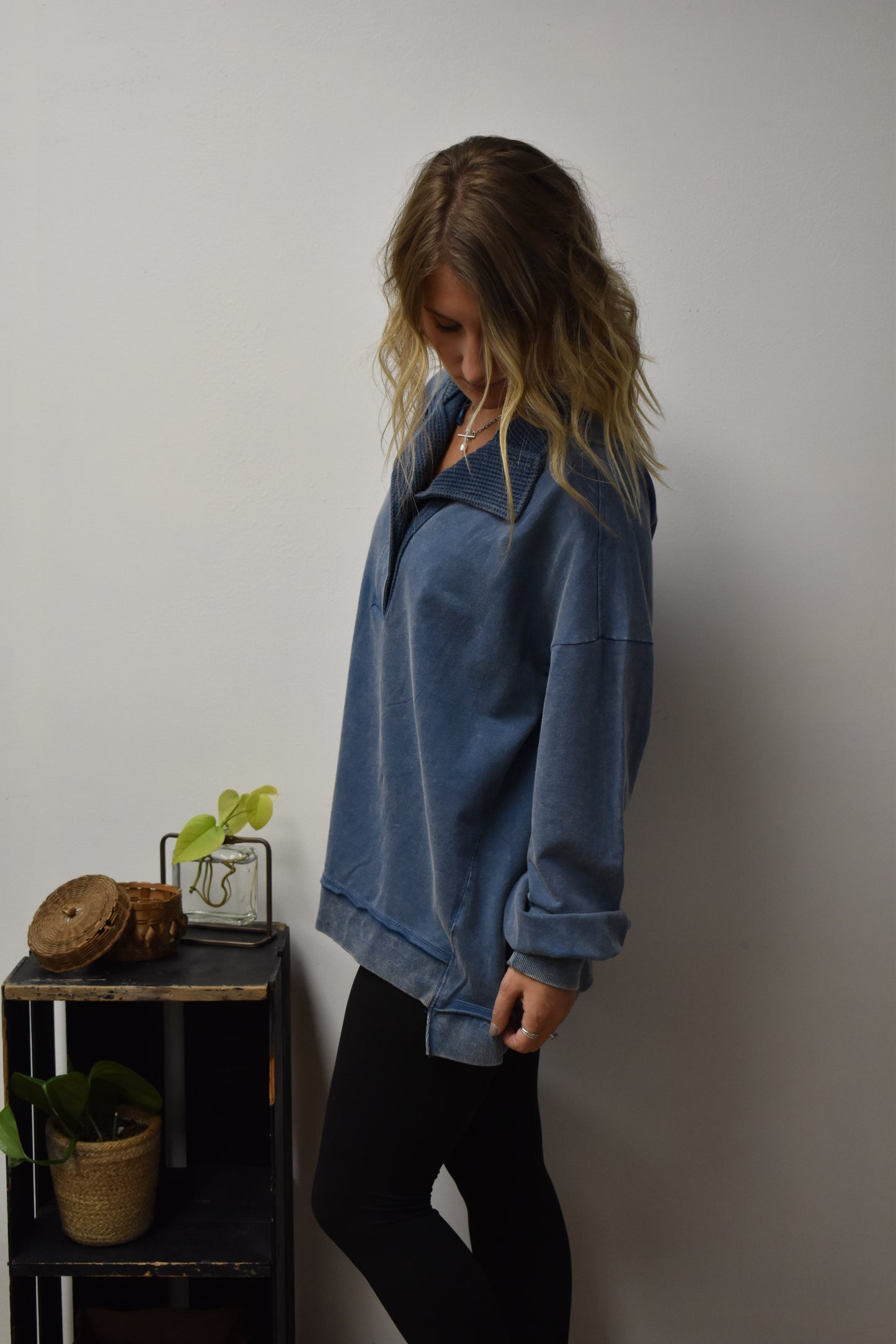 Mineral Washed Pullover: Denim