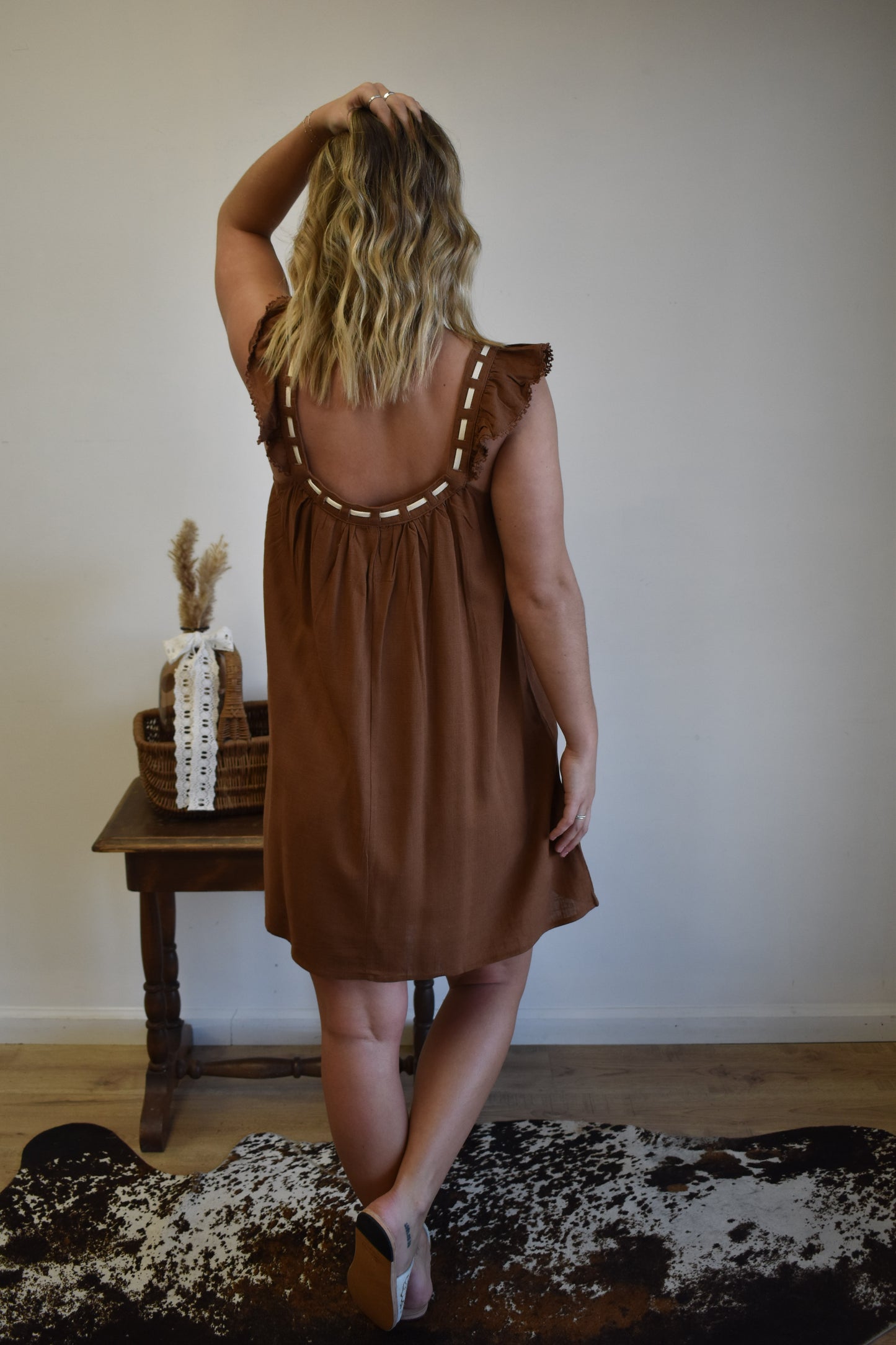 Saddle Brown Woven Dress