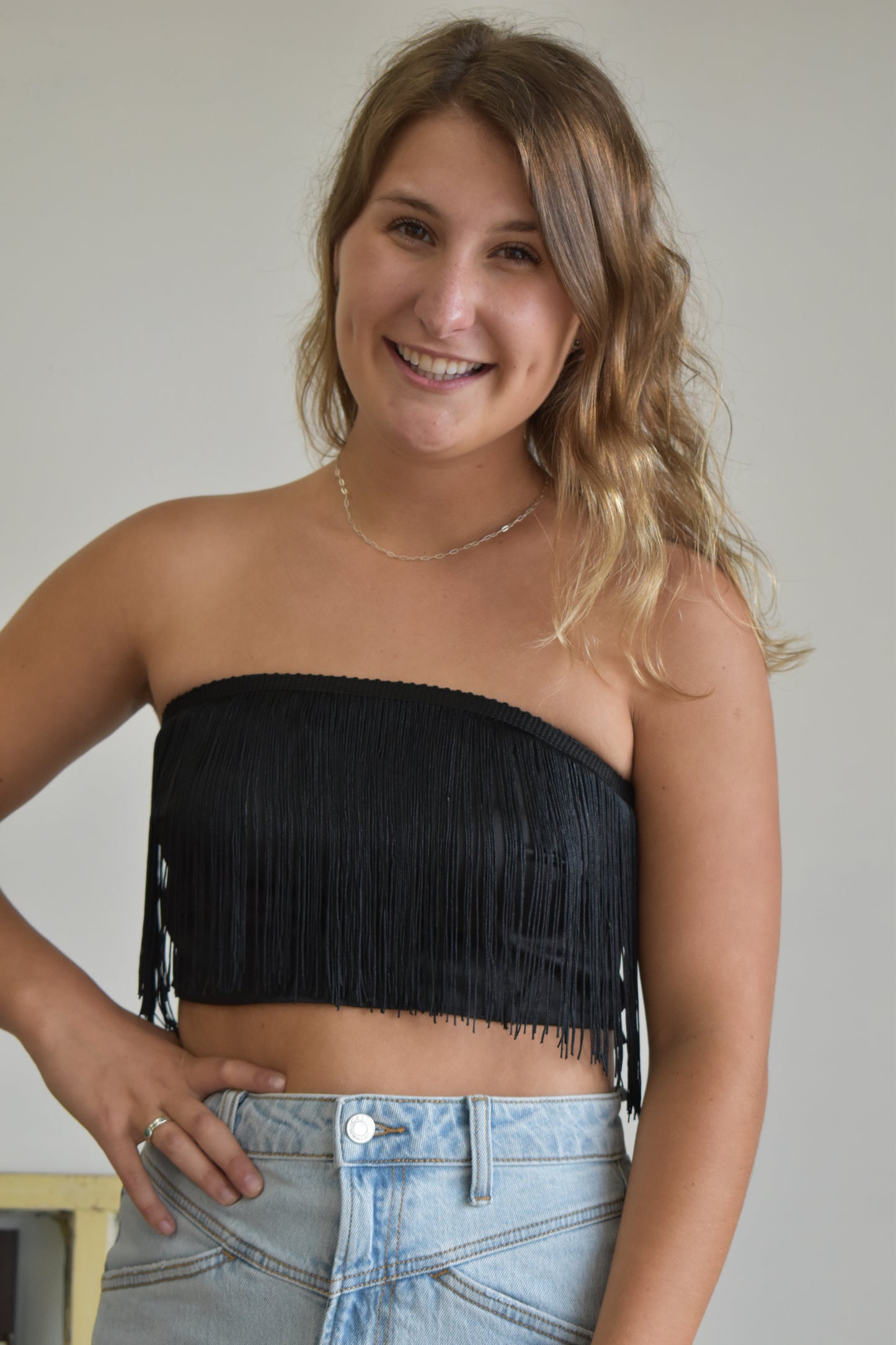 Midnight Tassel Tube Top