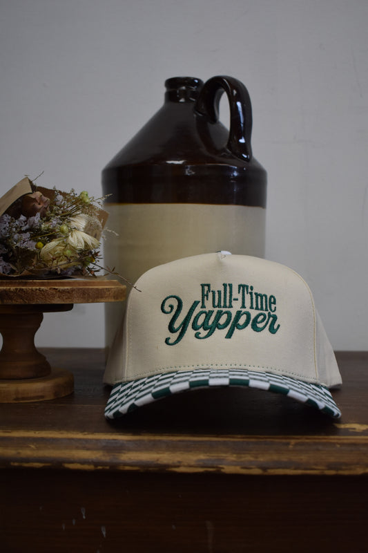 ‘Full Time Yapper’ Checkered Canvas Hat