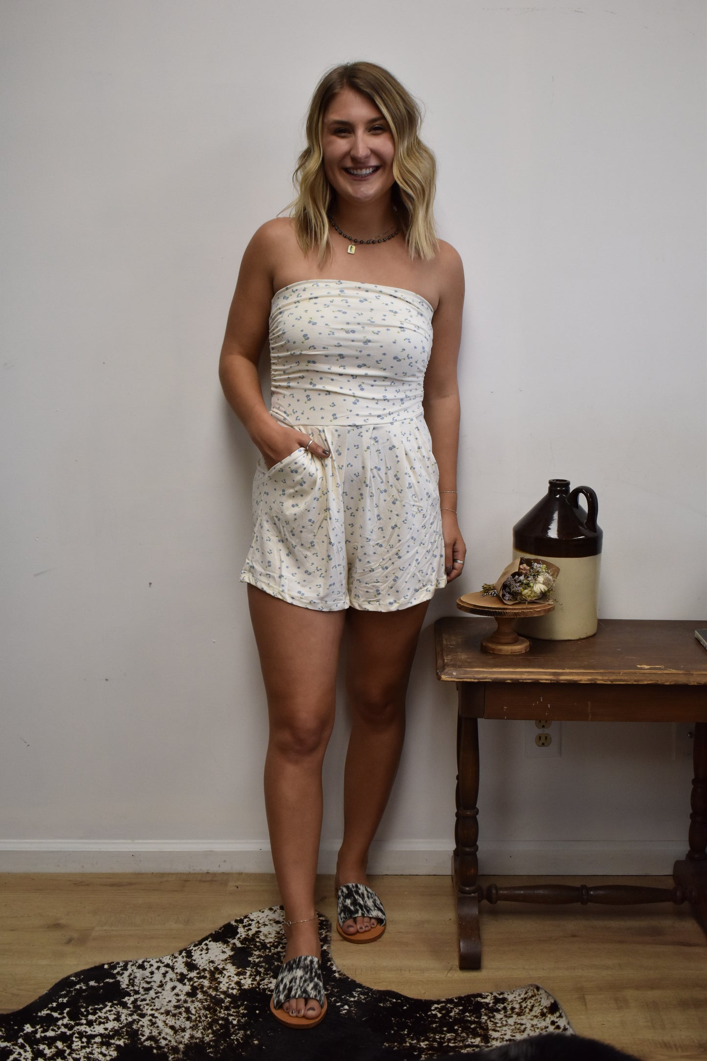 Printed Flower Tube Romper