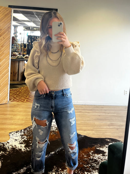 Mid Rise Boyfriend Jeans