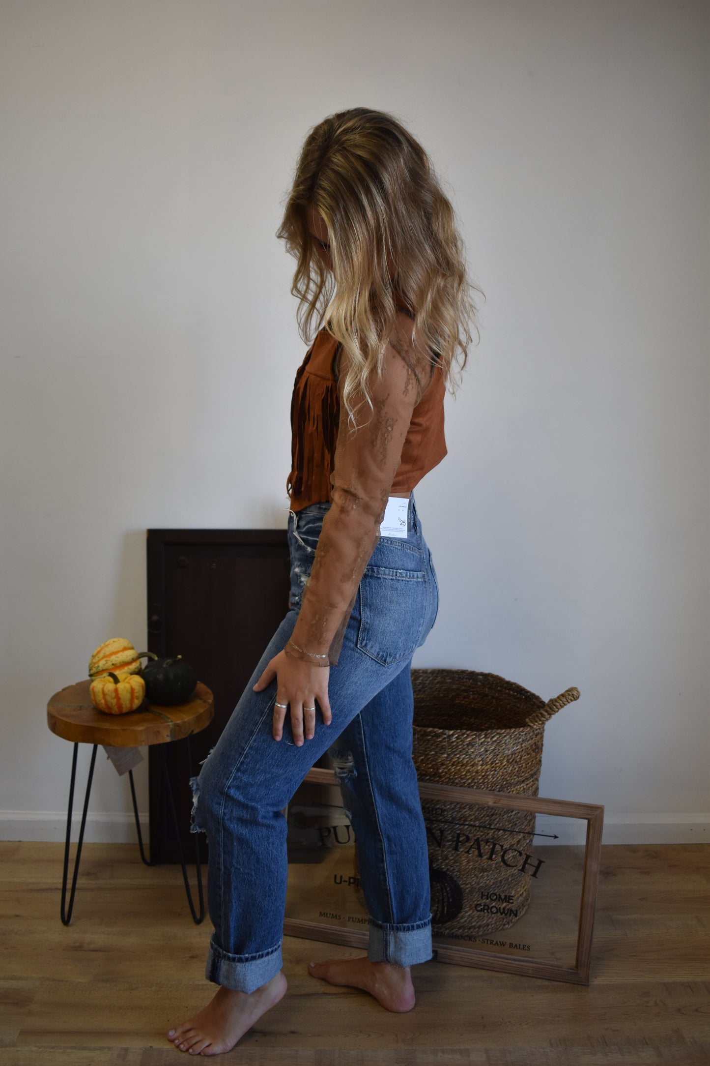 Tan Suede Fringe Vest