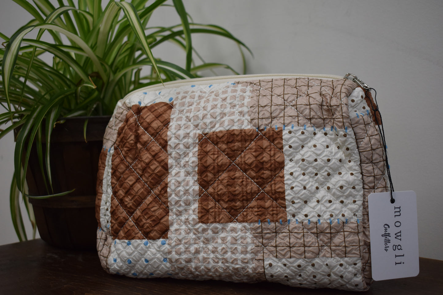 Mocha Patchwork Makeup Bag