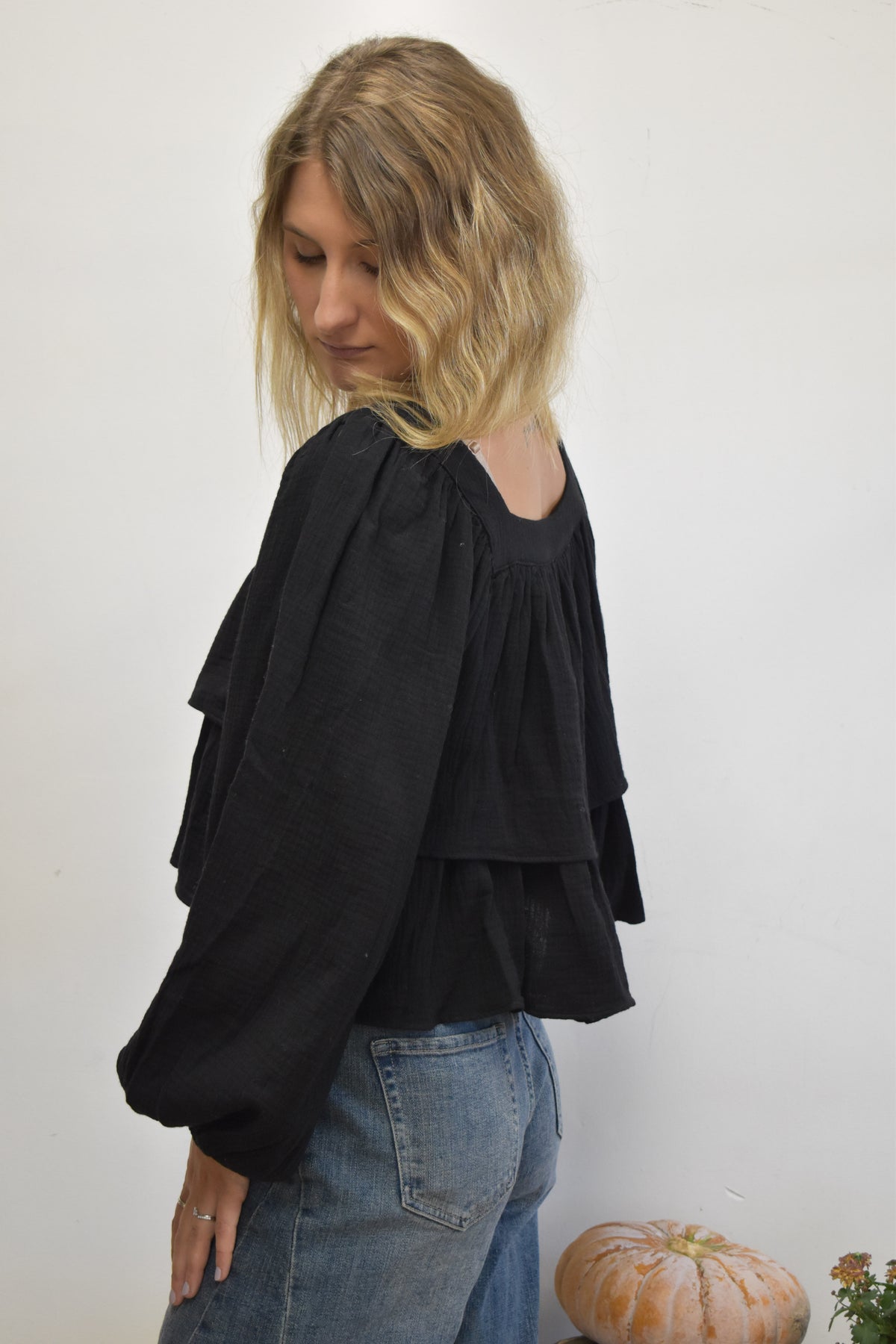Black Ruffle Blouse