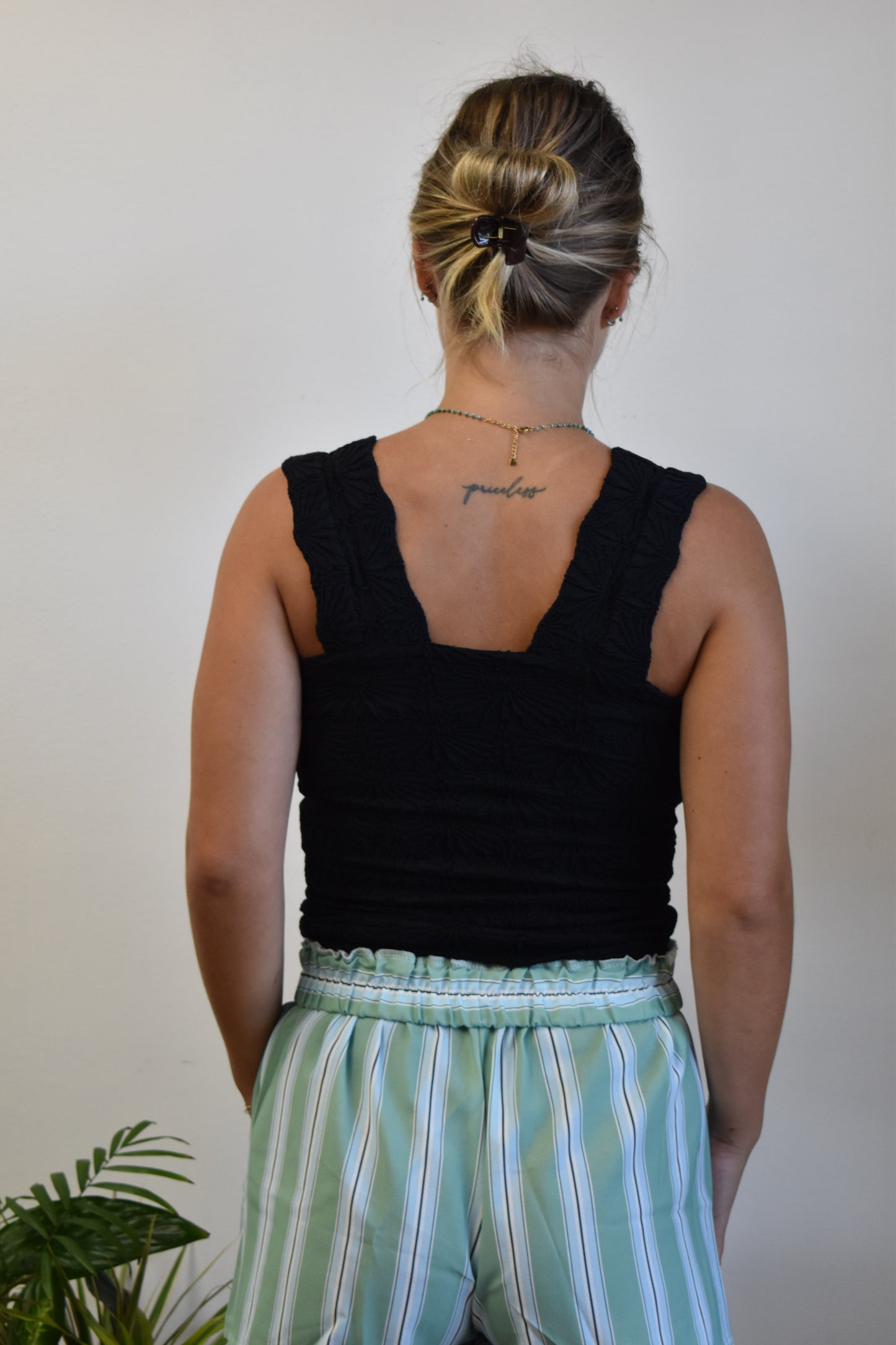 Black Floral Textured Tank