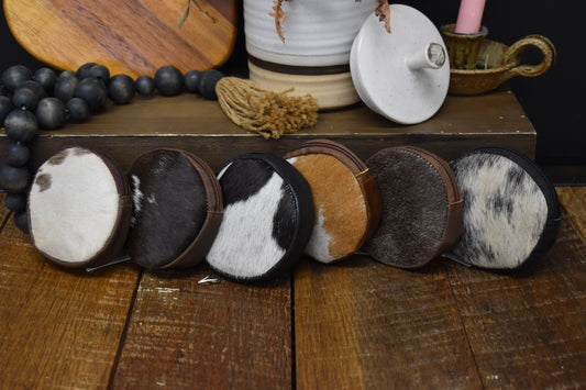 Cowhide Circle Coin Pouch