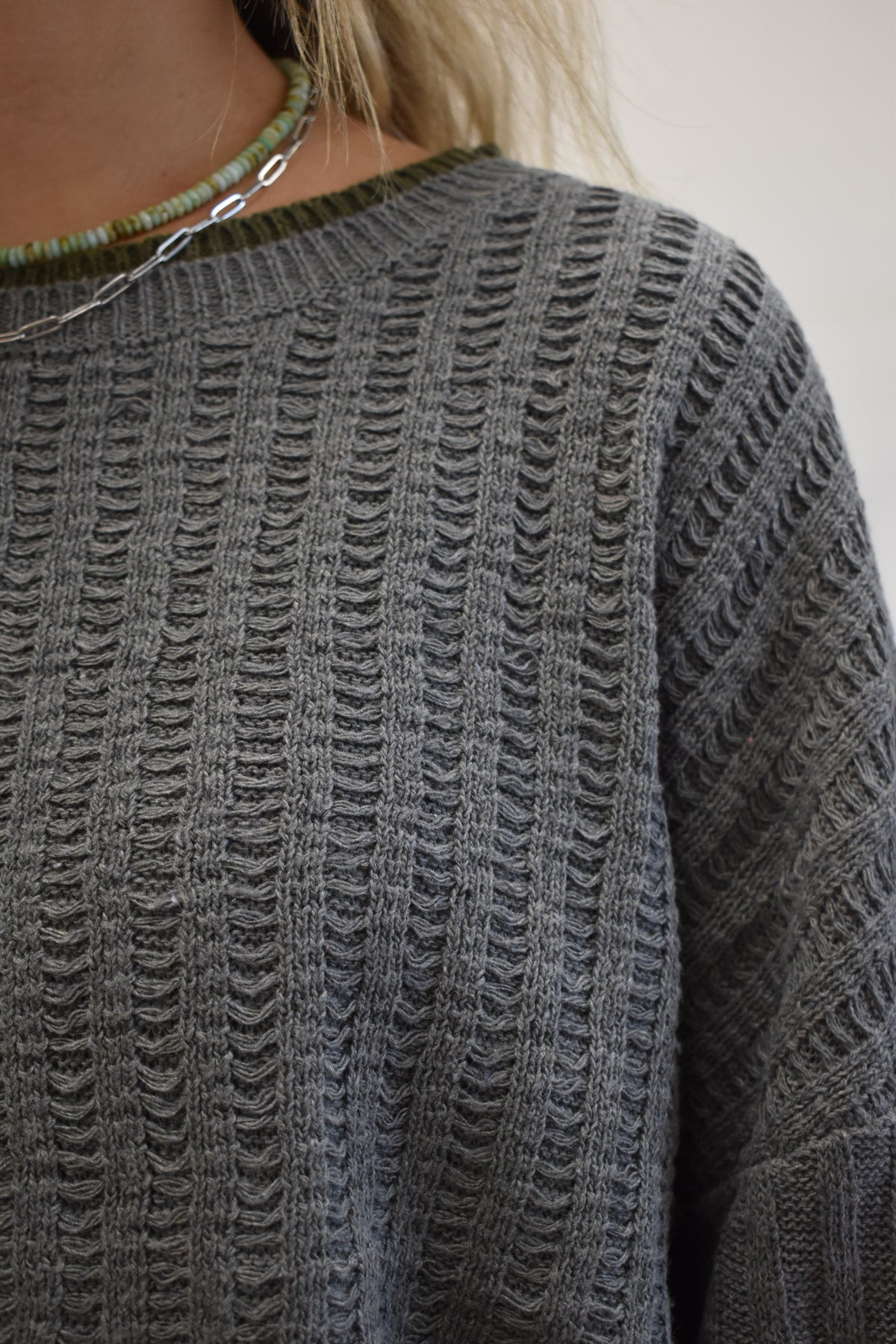 Ribbed Charcoal Pullover Sweater