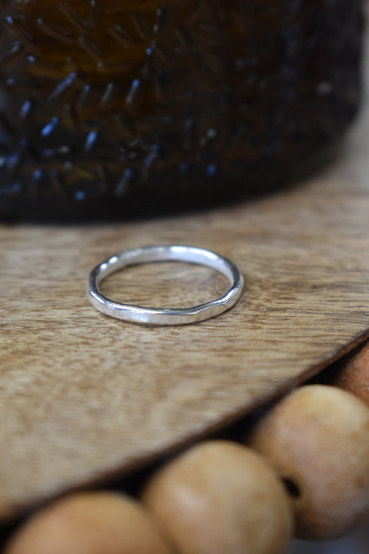 Thick Sterling Silver Hammered Stackable Ring