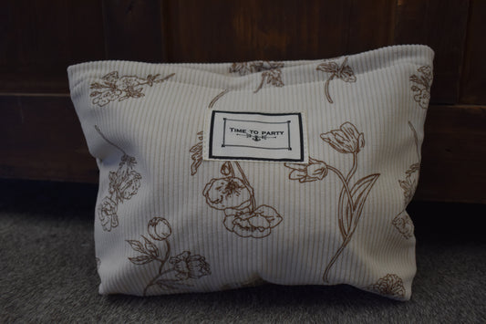 Tan & Ivory Floral Corduroy Bag