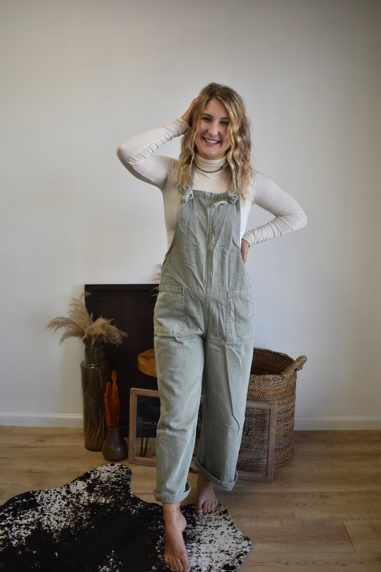 Sage Denim Overalls