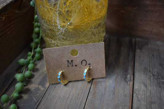 Gold & Turquoise Hoop Earrings