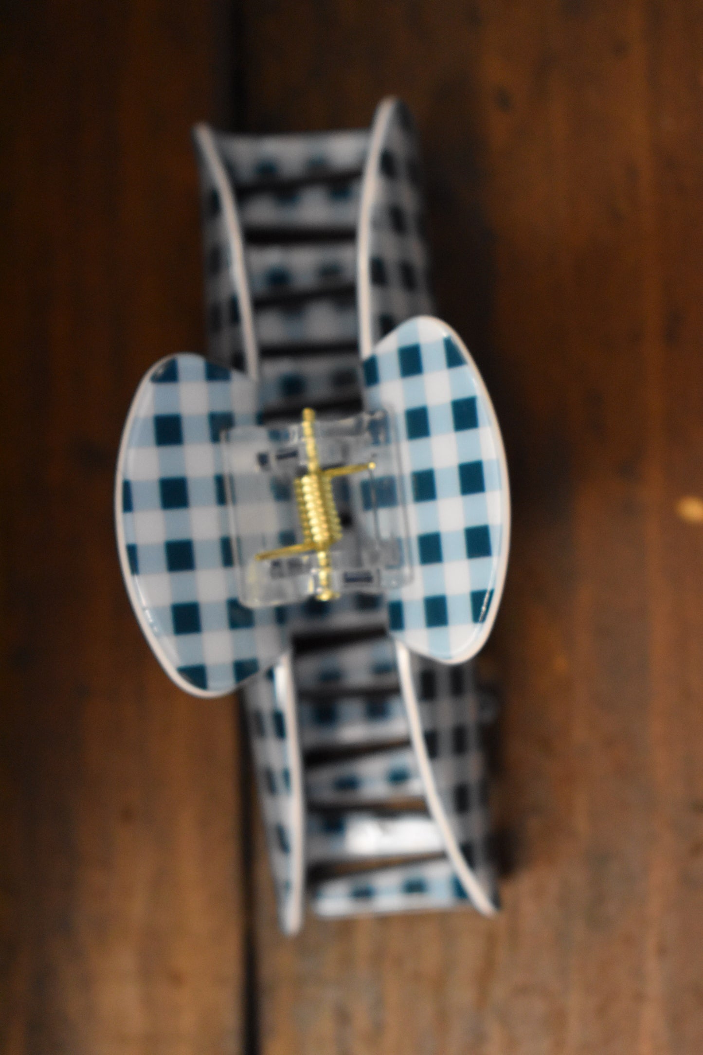 Blue Gingham Claw Clip