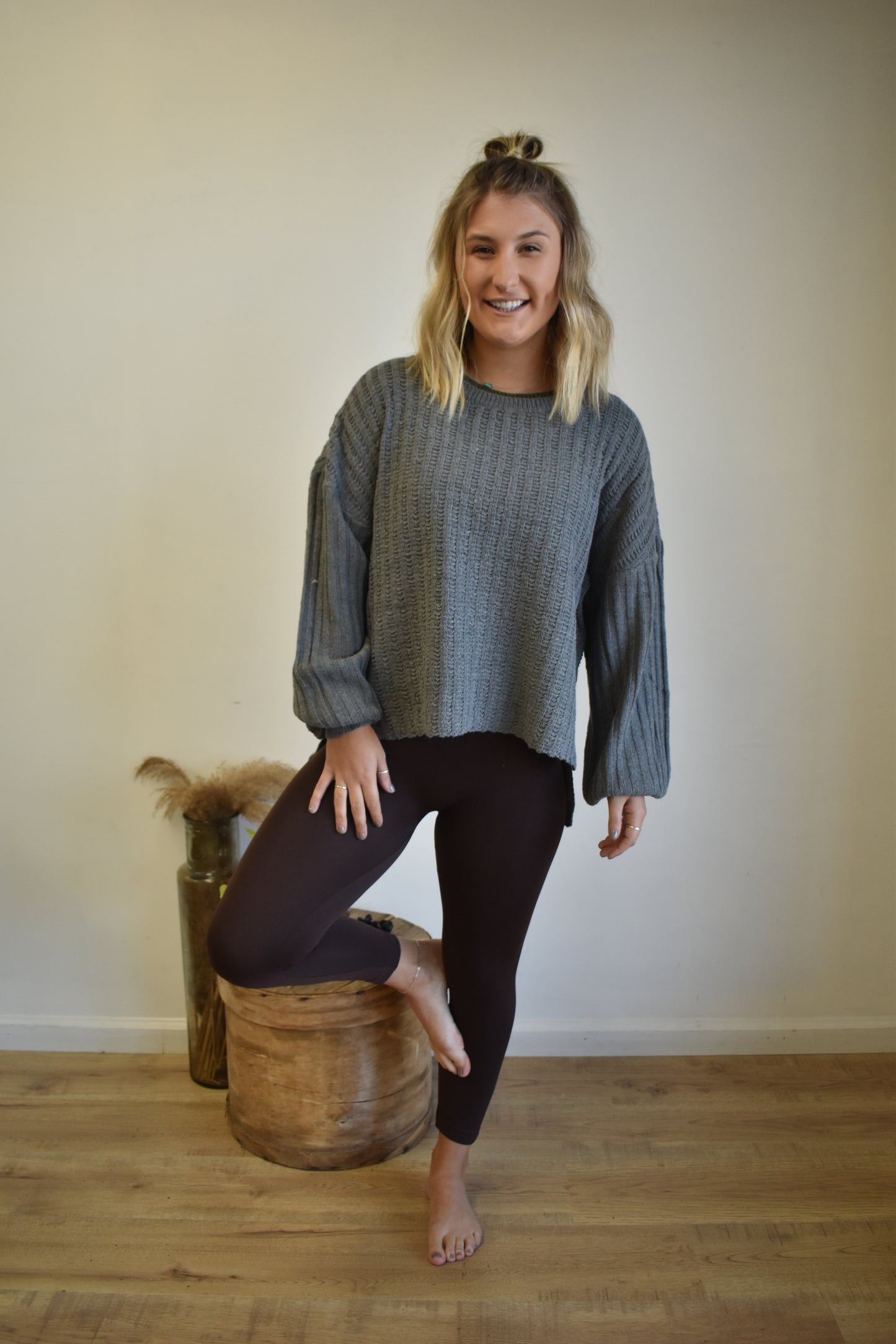 Charcoal & Olive Knit Sweater