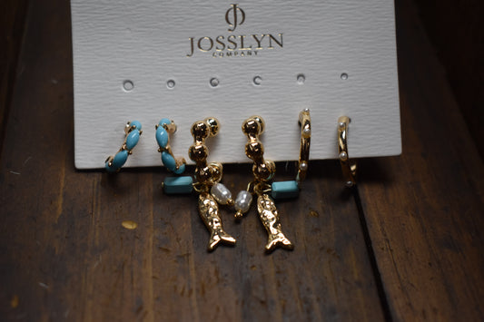 Trio Turquoise Huggie Hoops
