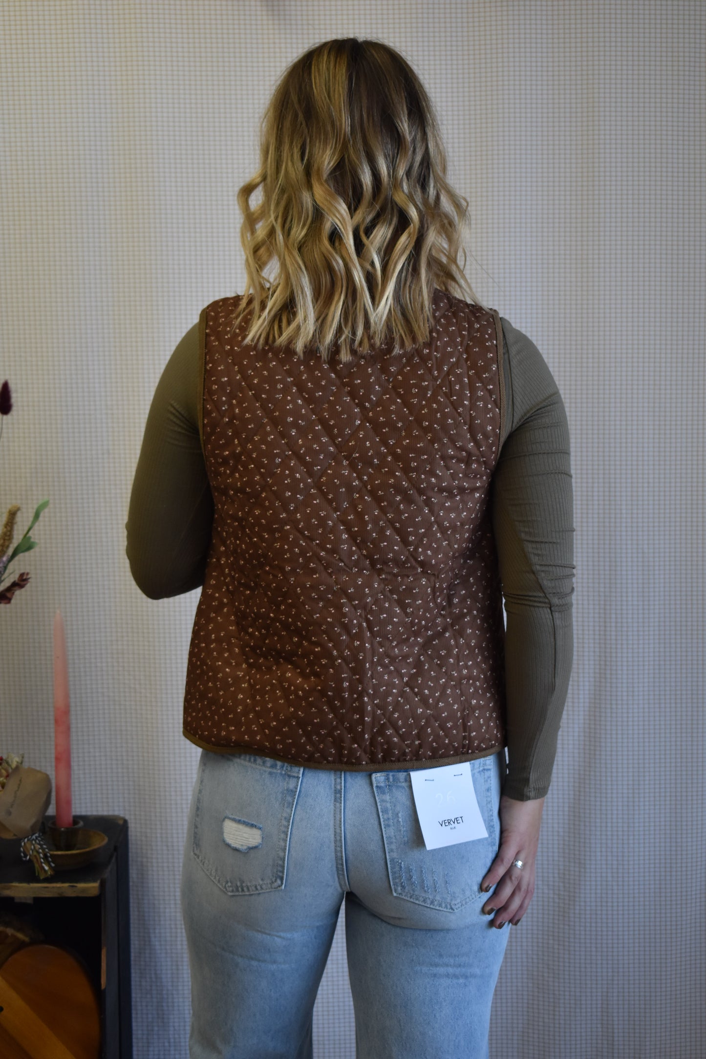 Mocha Floral Tie Vest