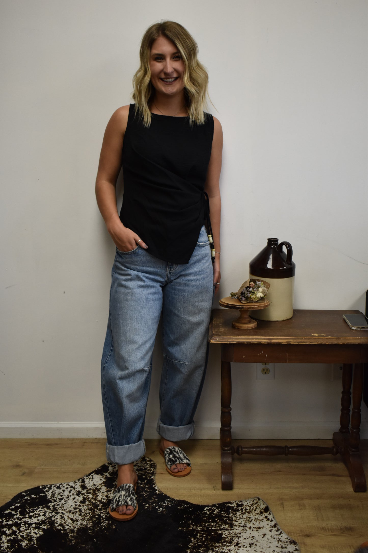 Boat Neck Beaded Tank