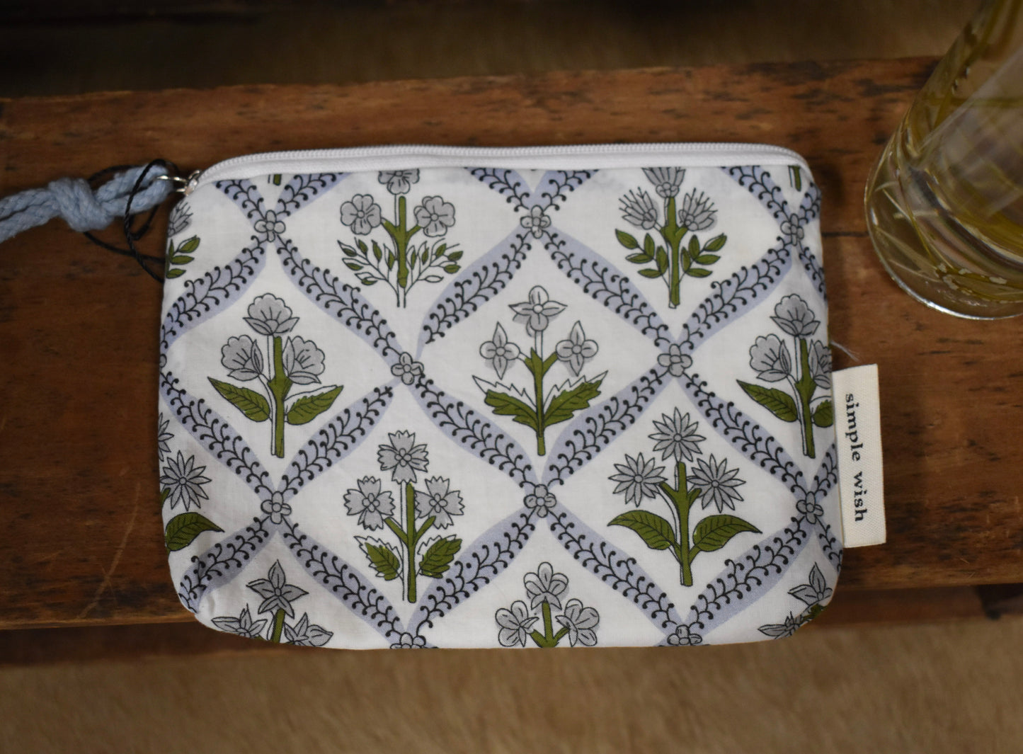 Wildflower & Lattice Cotton Coin Pouch