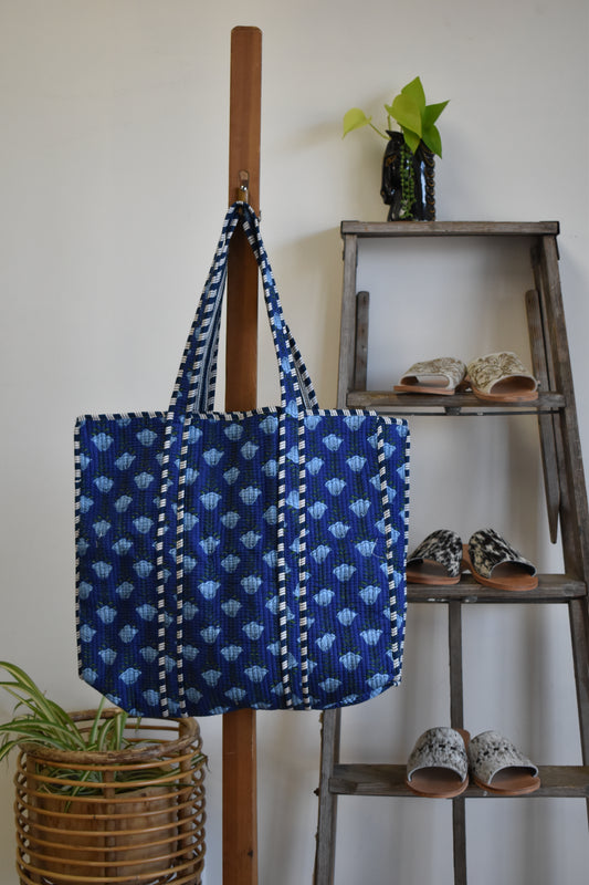 Royal Blue Floral Quilted Bag