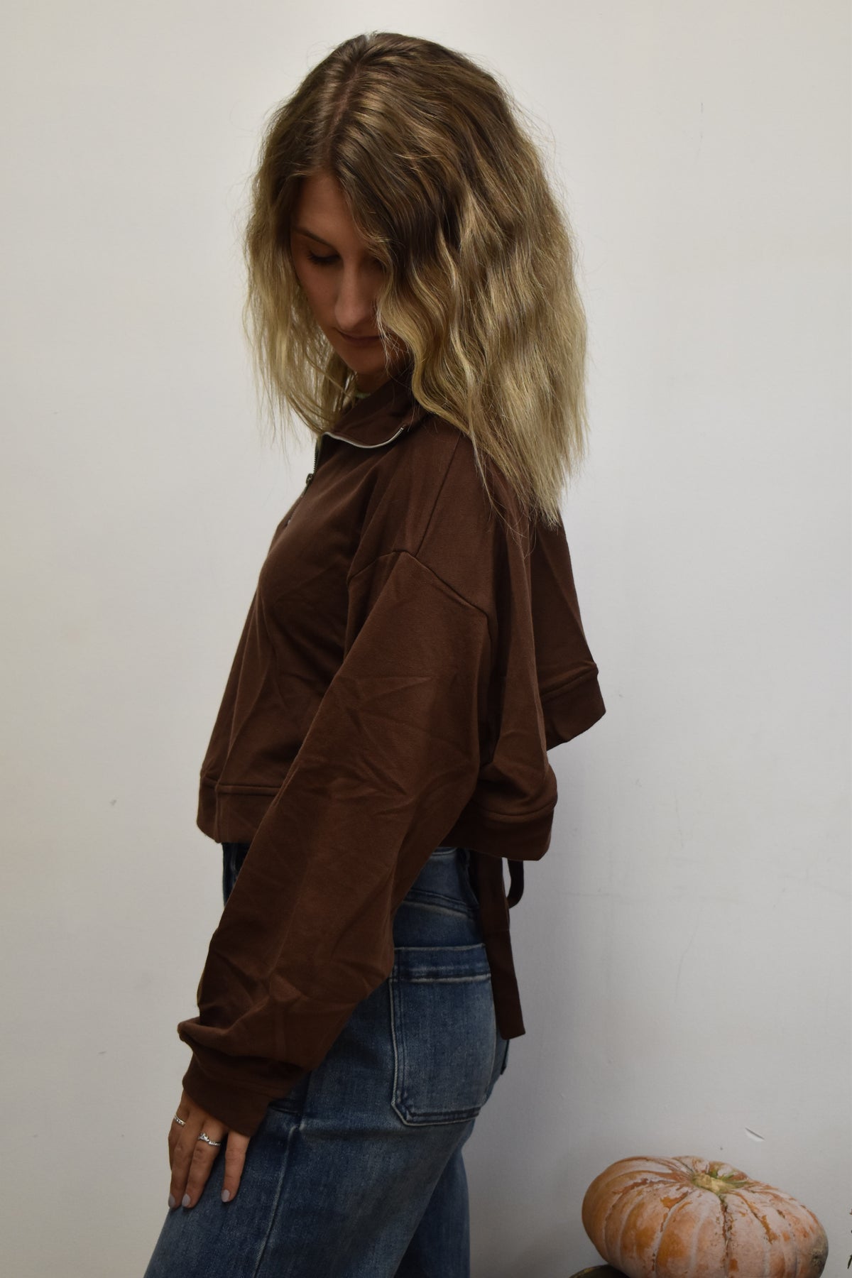 Mauve Open-Back Pullover