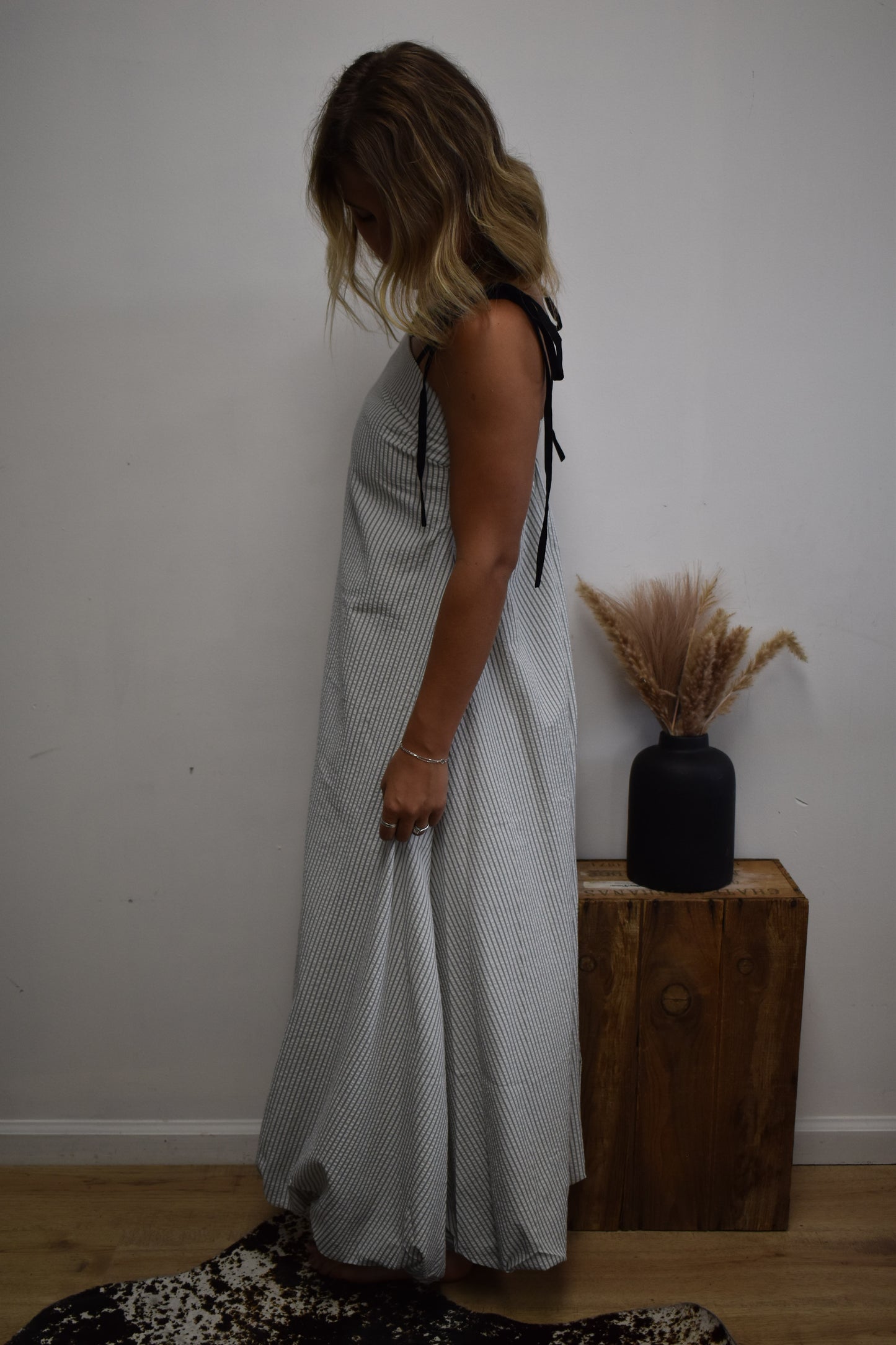 Pinstriped Keyhole Dress