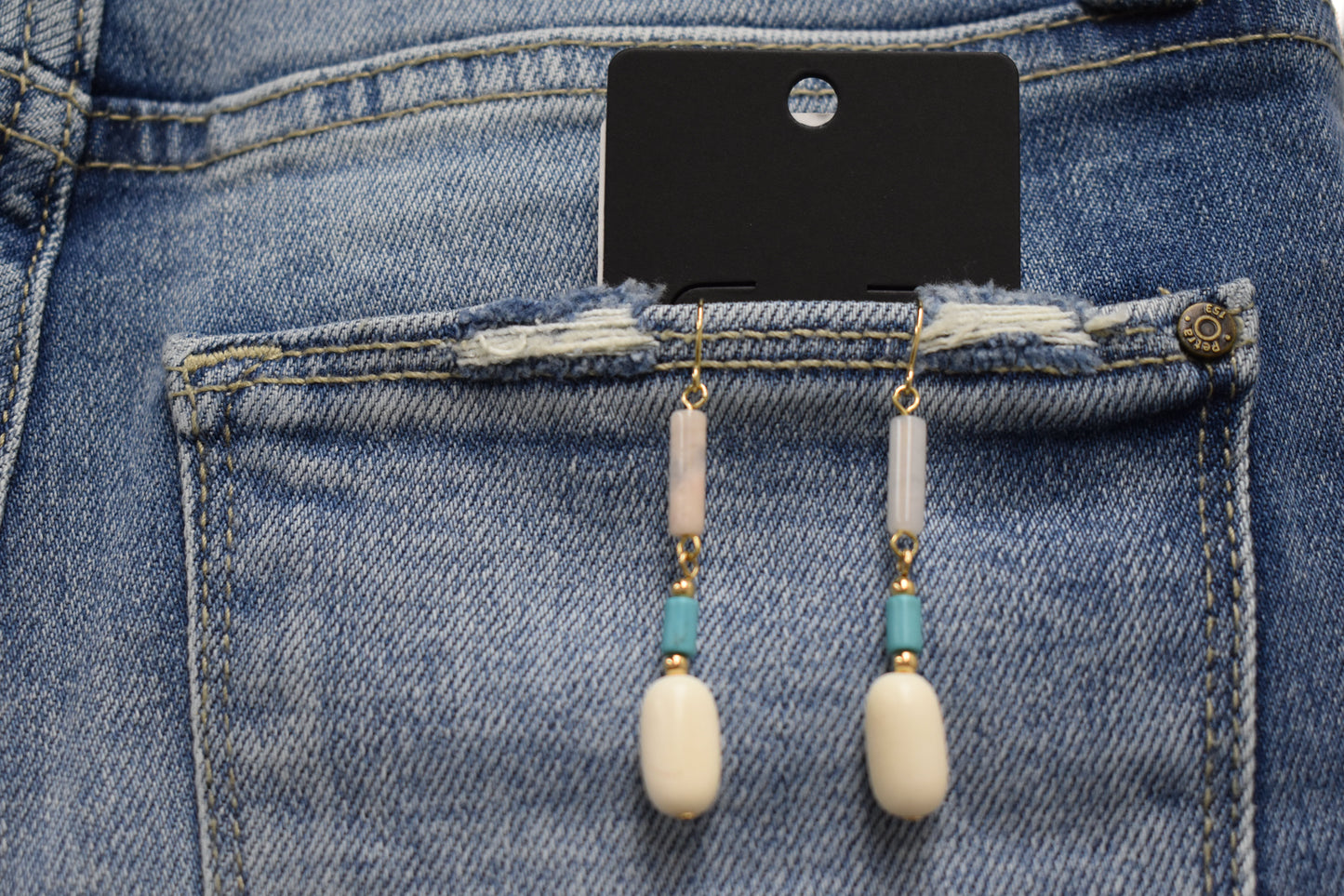 Ox Horn and Gemstone Dangle Earrings