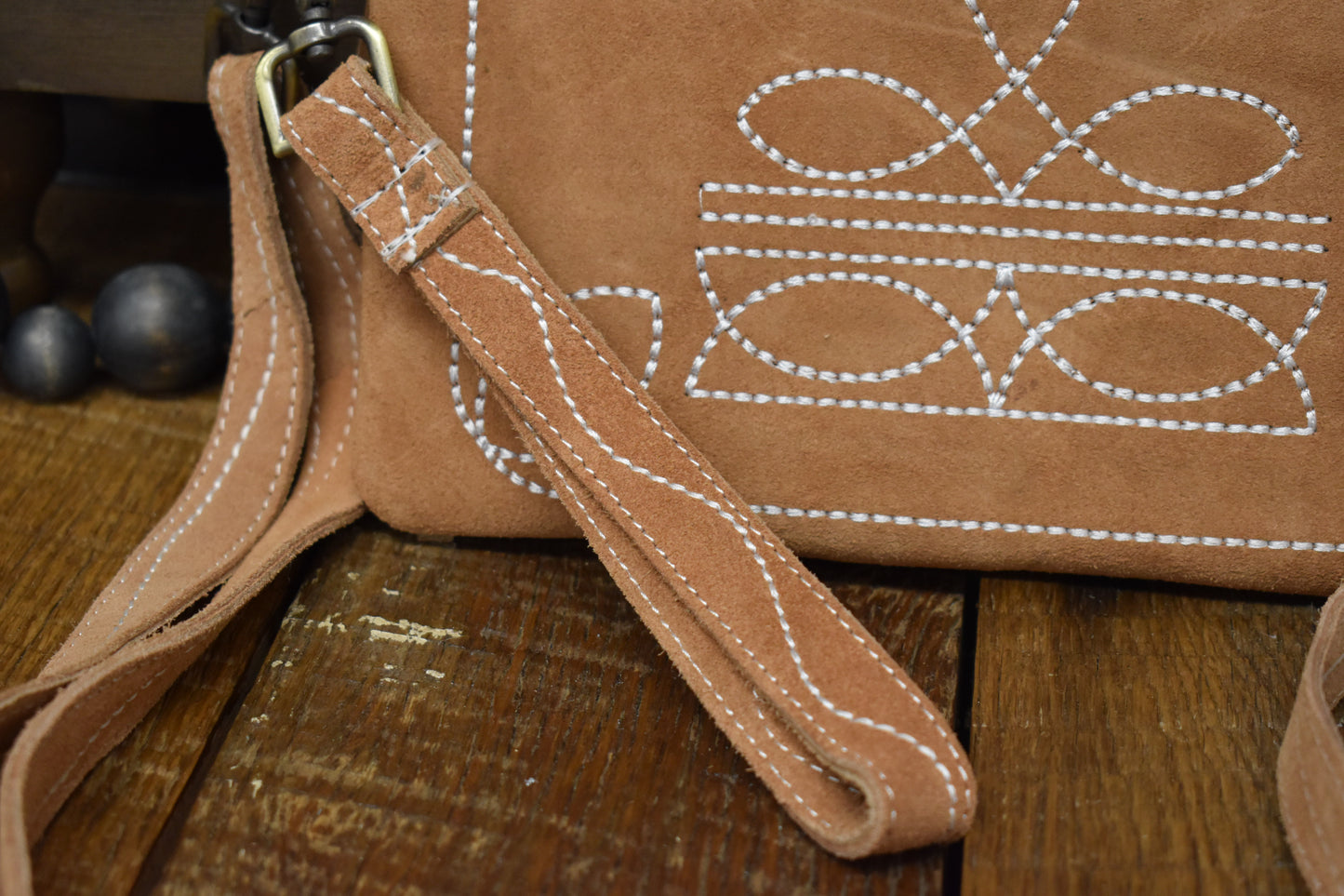Boot Stitch Suede Leather Purse