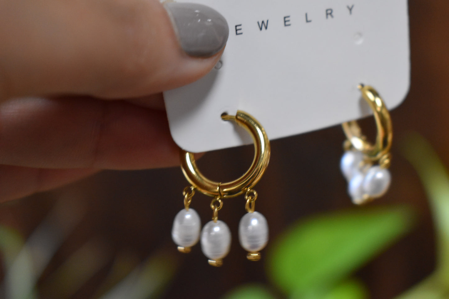 Dainty Triple Pearl Earrings