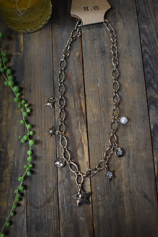 Vintage Gold Star Charm Necklace