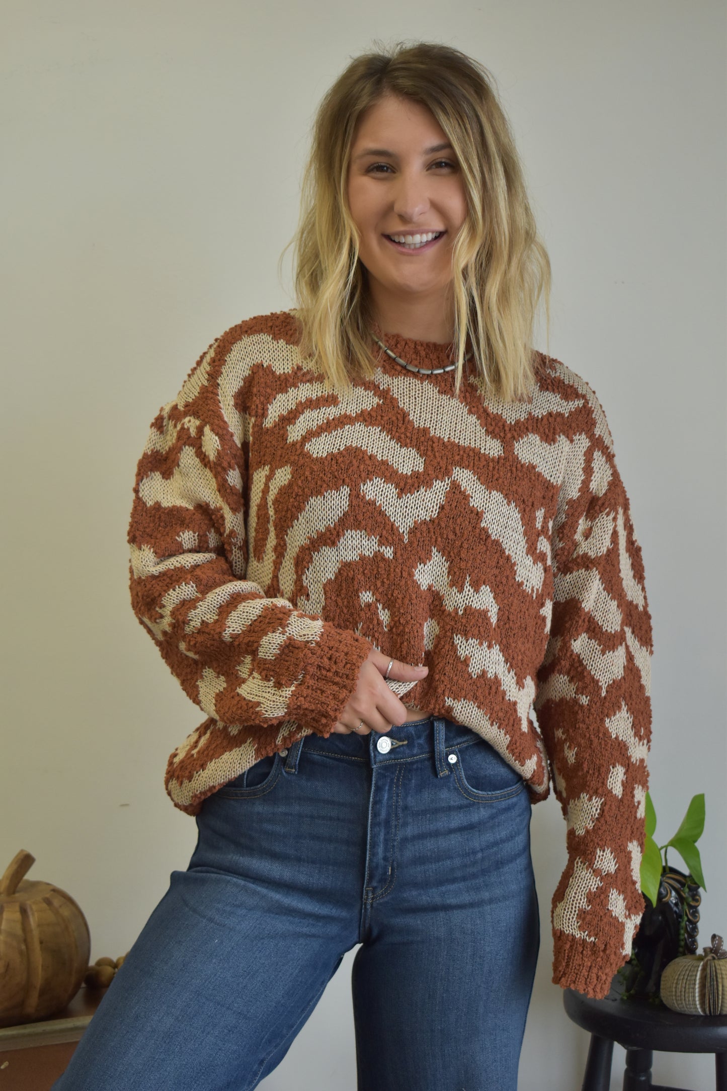 Rust Colorblock Sweater