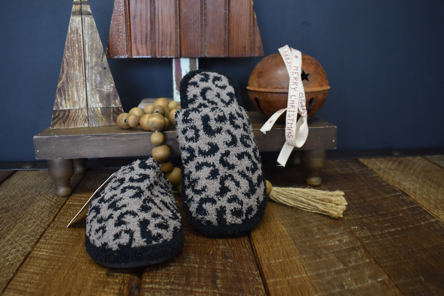 Coffee & Black Leopard Slippers