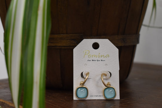 Resin Stone Drop Hoop Earrings
