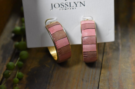 Mauve Two Tone Gold Hoop Earrings