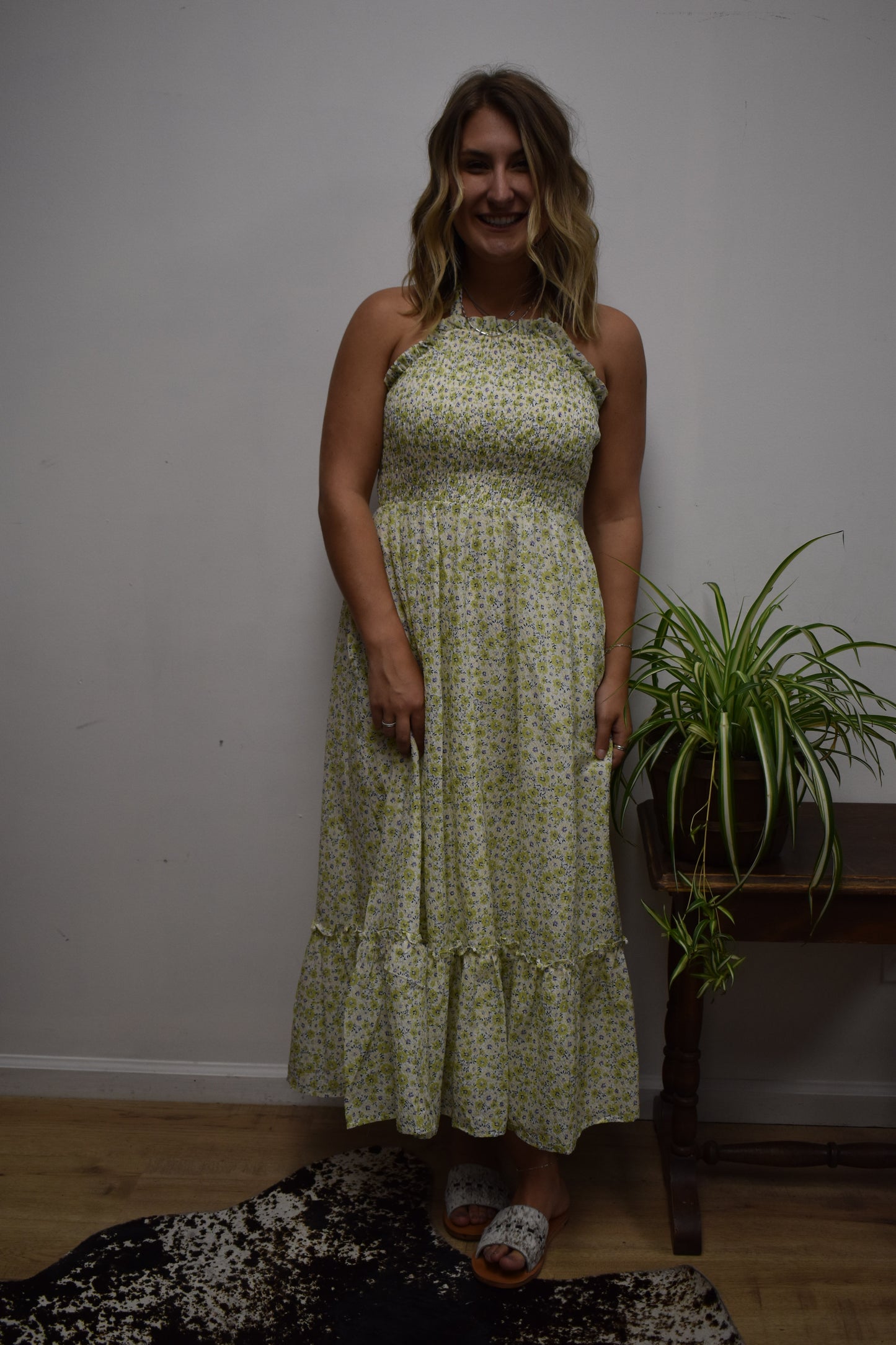 Floral Halter Neck Maxi Dress