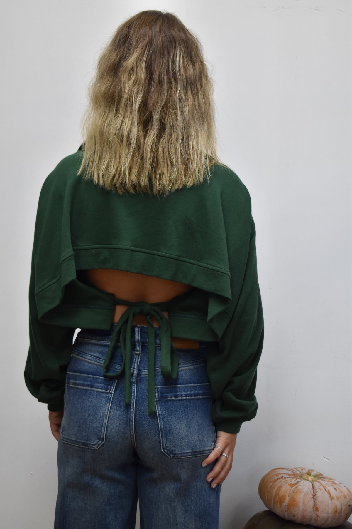 Hunter Green Open-Back Pullover