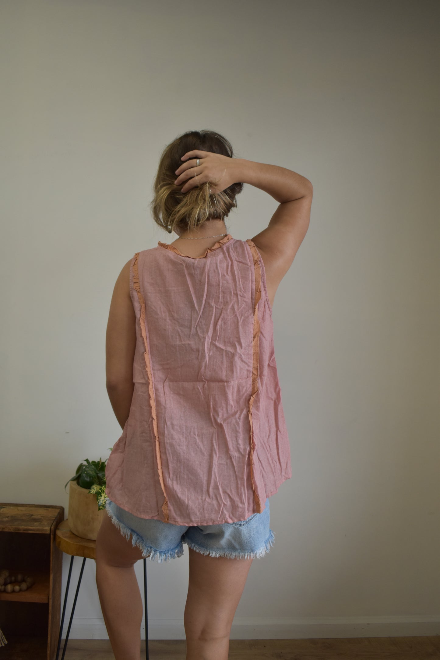 Pinky Peach Ruffle Tank