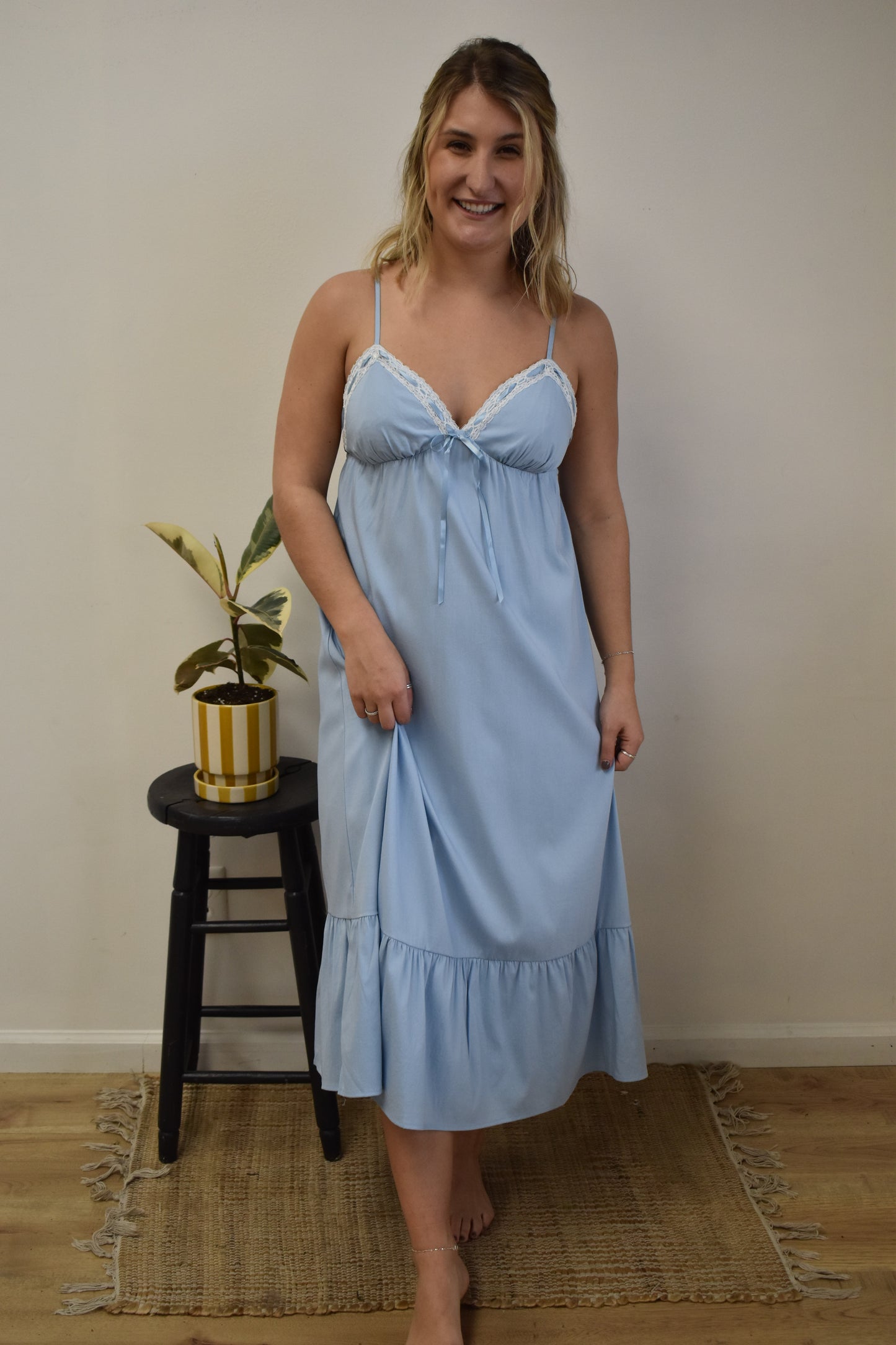 Sky Blue & Lace Maxi Dress