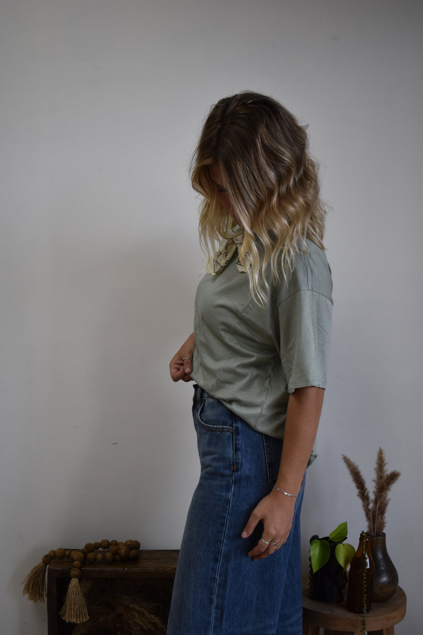 Sage Oversized Short Sleeve Top