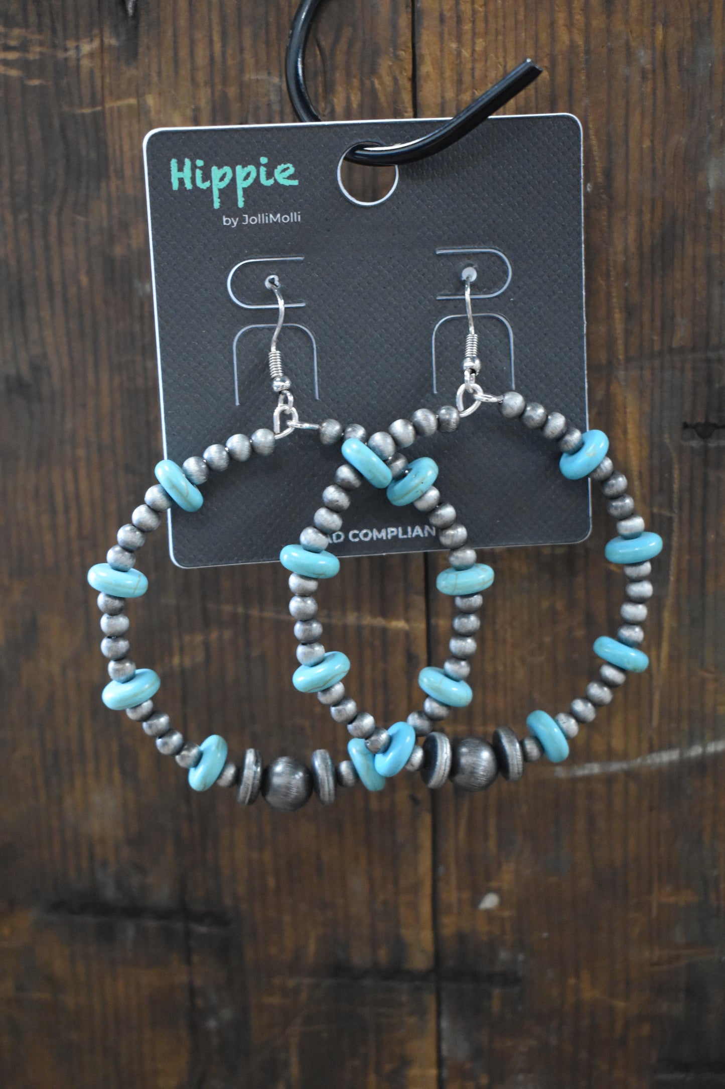 NP & Turquoise Hoop Dangle Earrings