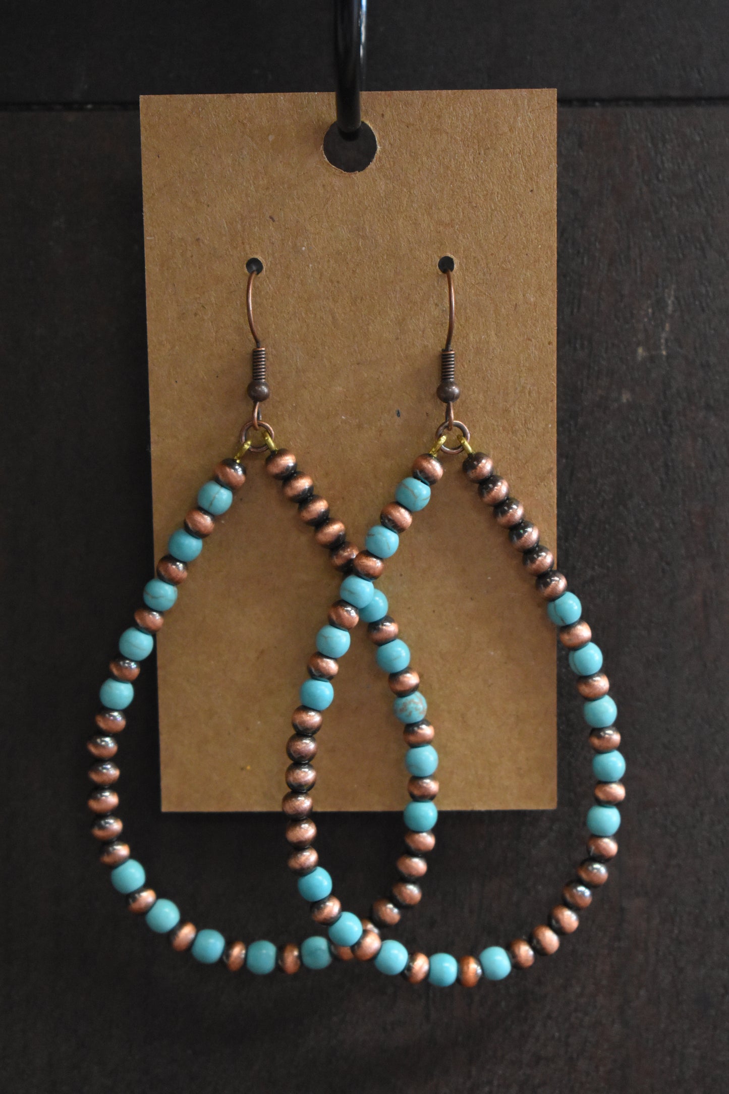 Turquoise & Copper Teardrop Earrings