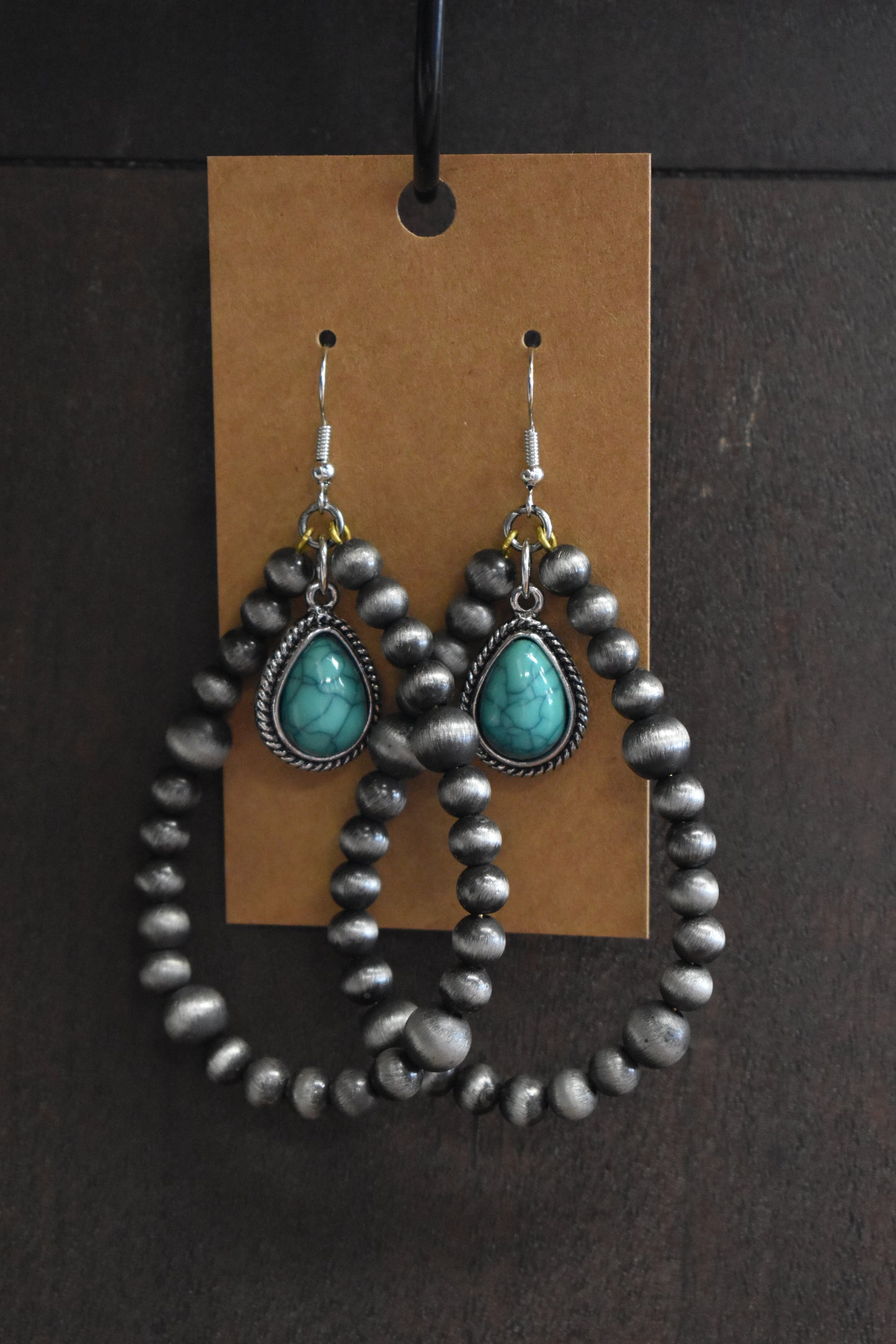 Navajo Pearl & Turquoise Teardrop Earrings