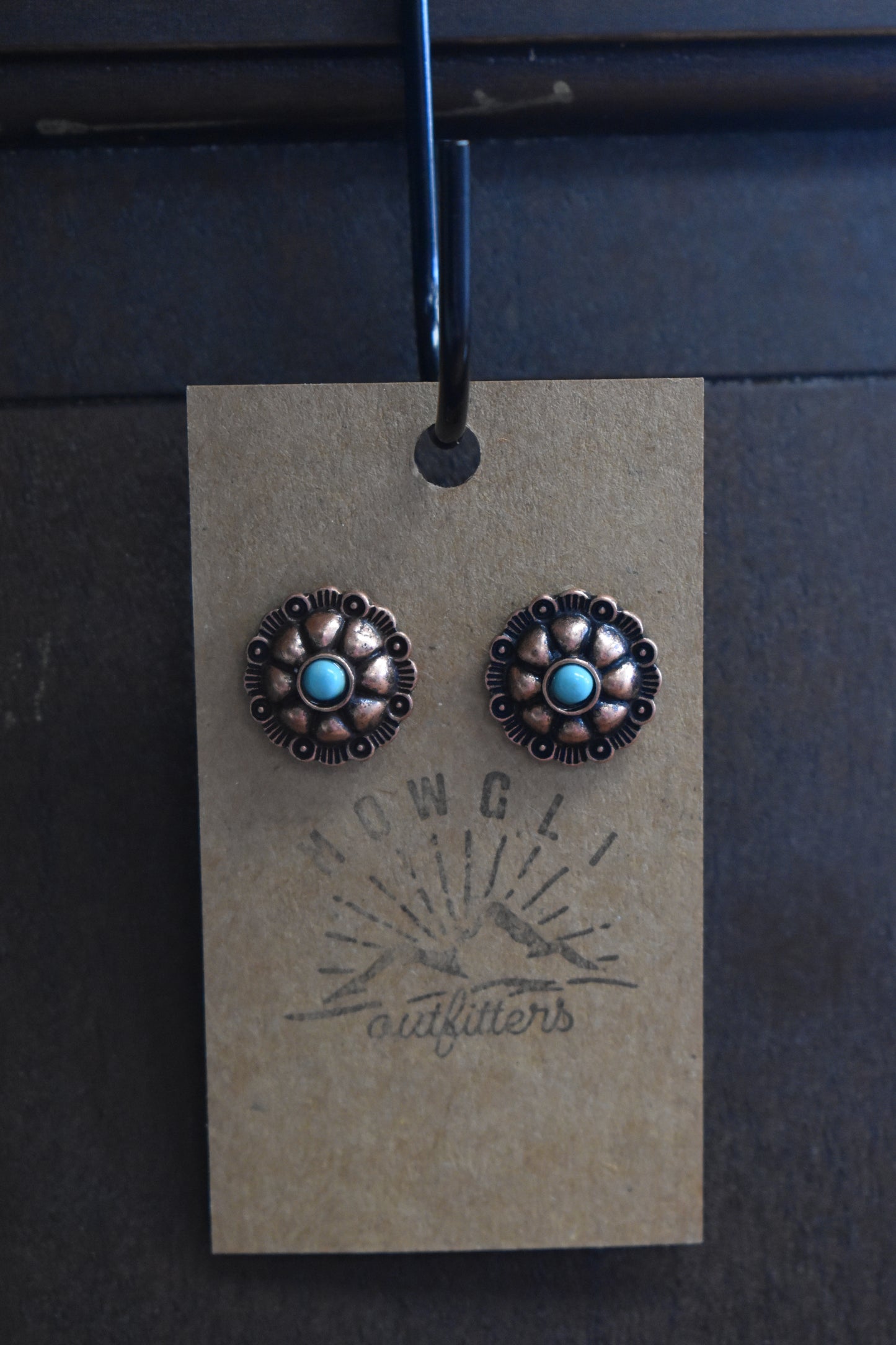 Copper & Turquoise Flower Studs