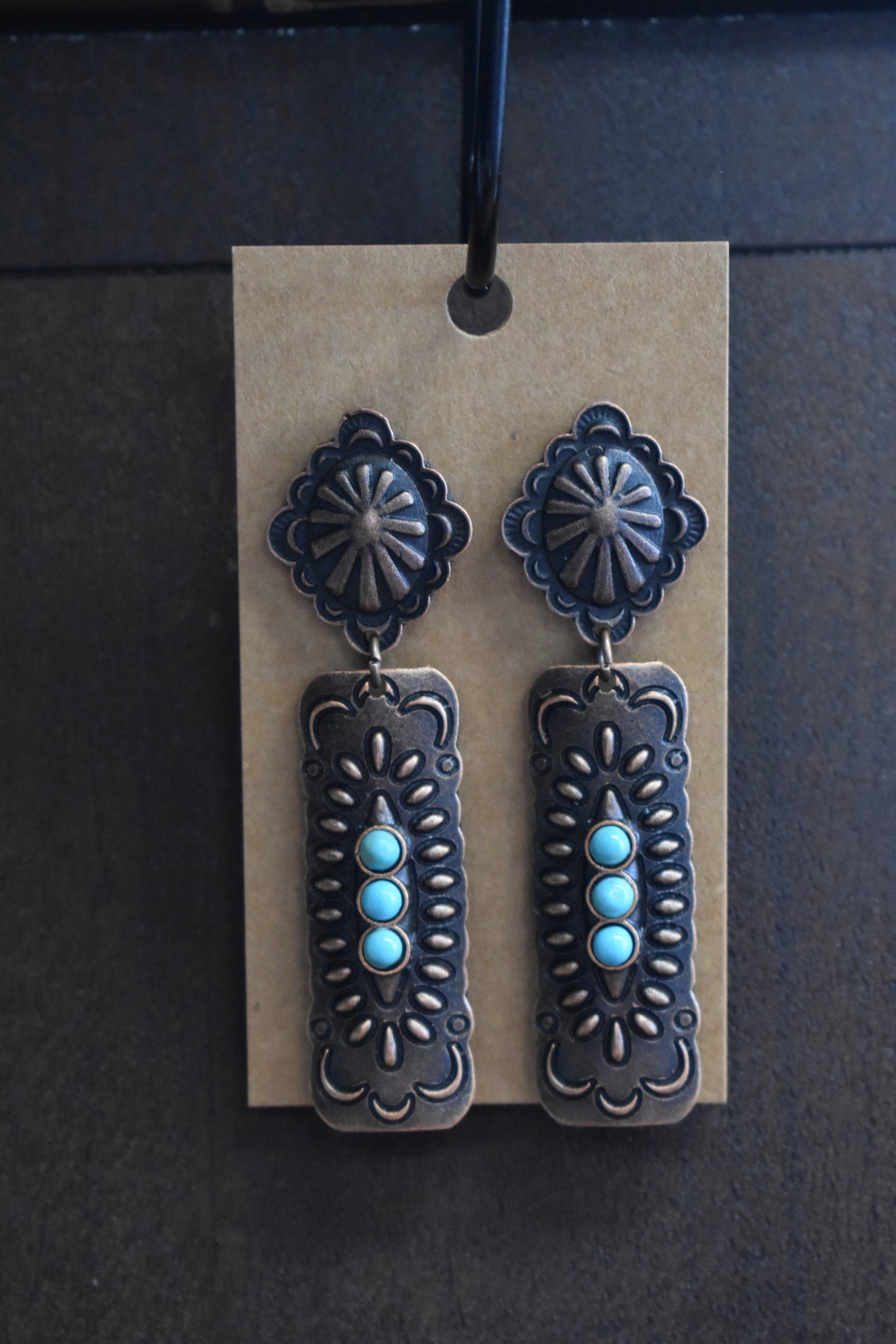 Copper & Turquoise Bar Earring