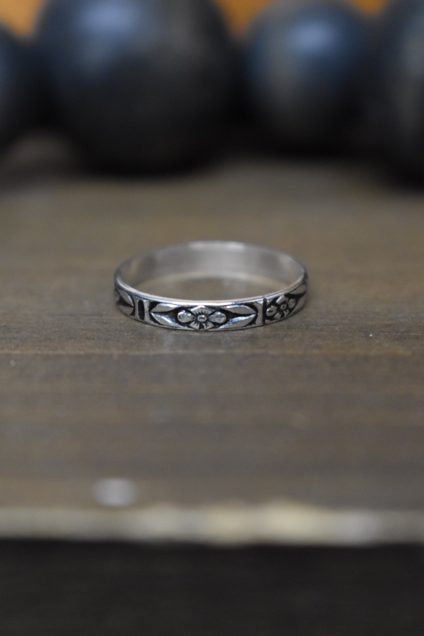 Floral Sterling Silver Band Ring