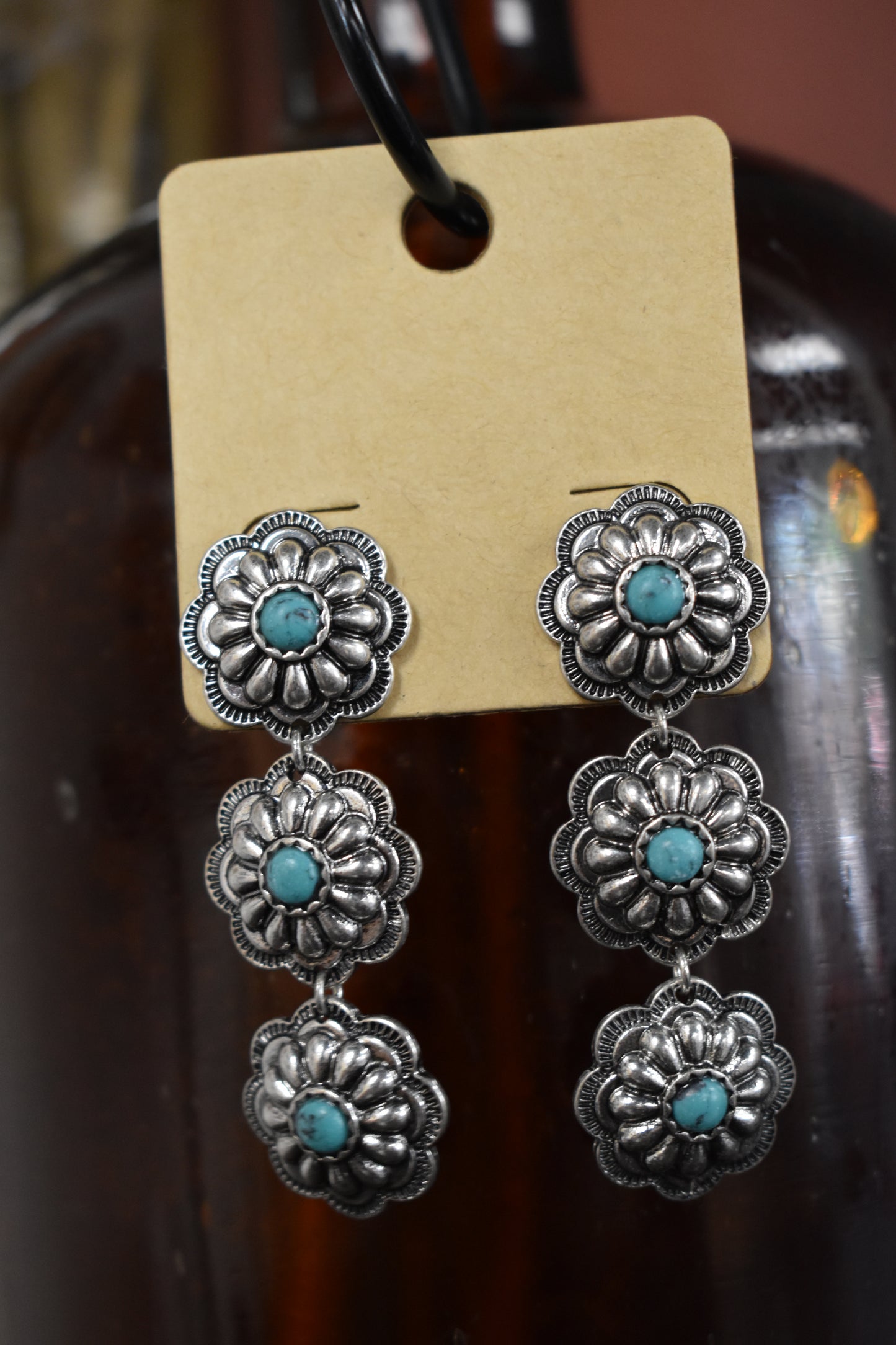 Triple Concho Dangle Earrings