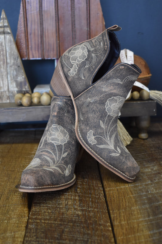 Laced Floral Stitch Booties