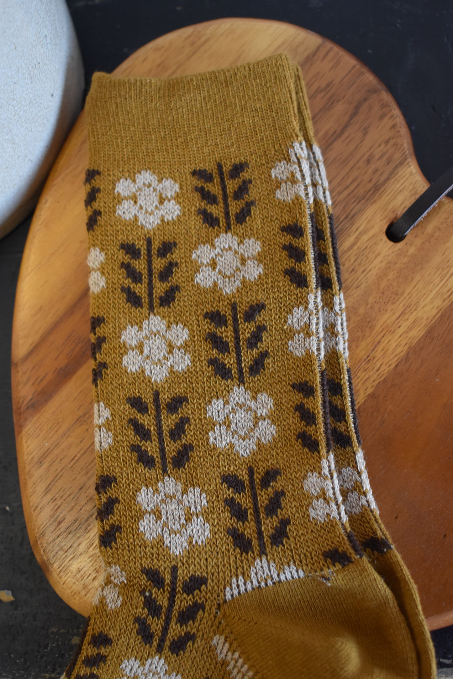 Mustard & Floral Socks