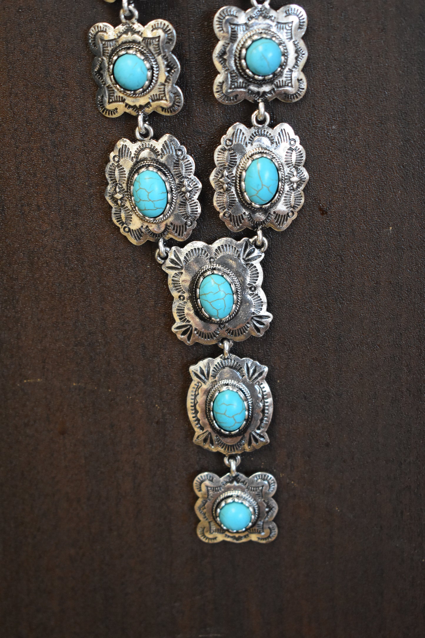 Turquoise Concho Lariat Necklace