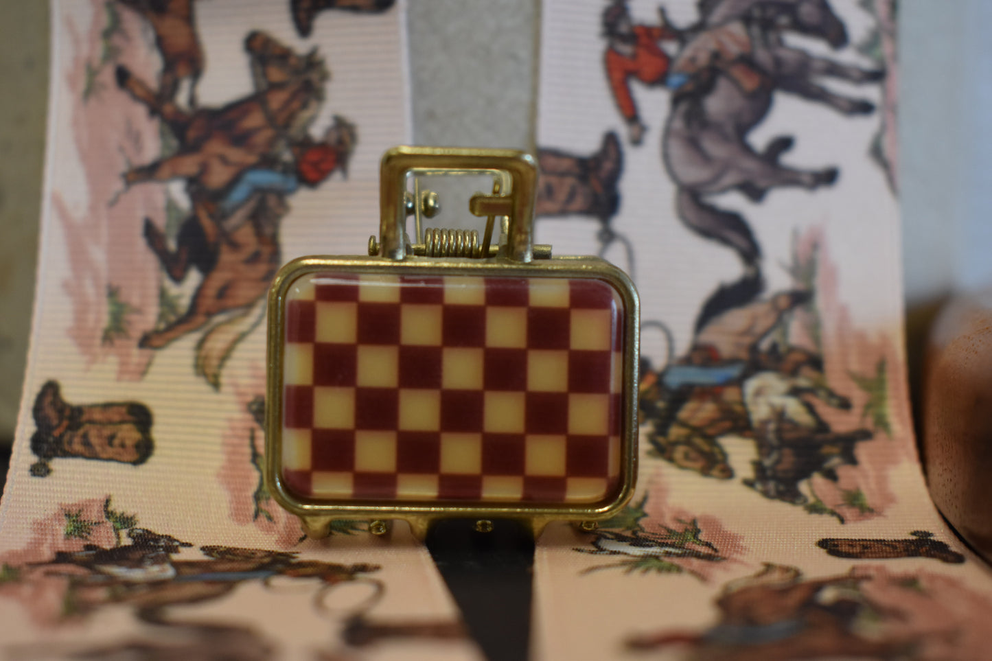 Square Checkerboard Hair Clip